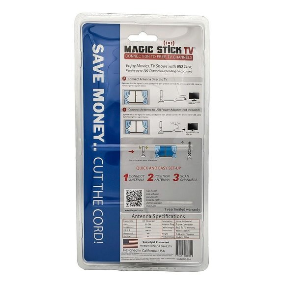 Magic Stick TV MS-50A Amplified Signal Booster Antenna for Digital HDTV 1080P HD - Picture 2 of 8